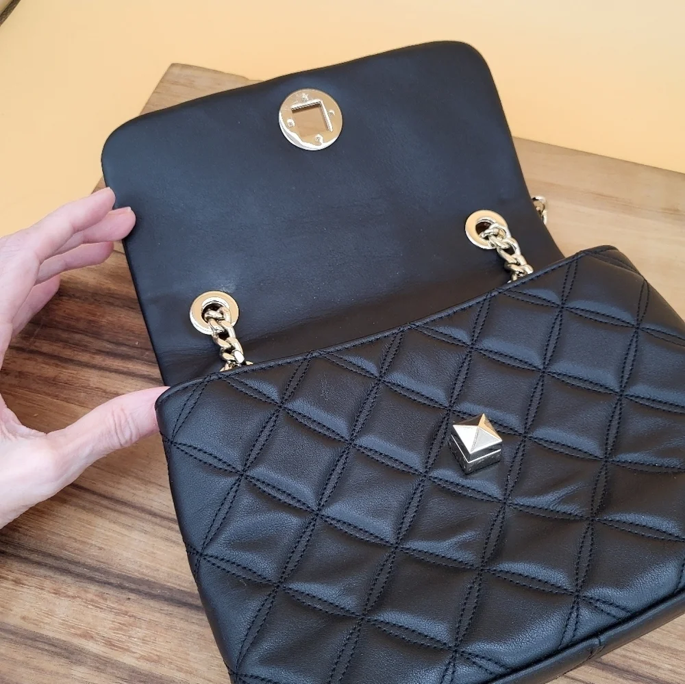 Kate Spade Black Bag with Retractable Handle Gold Hardware & Finishes